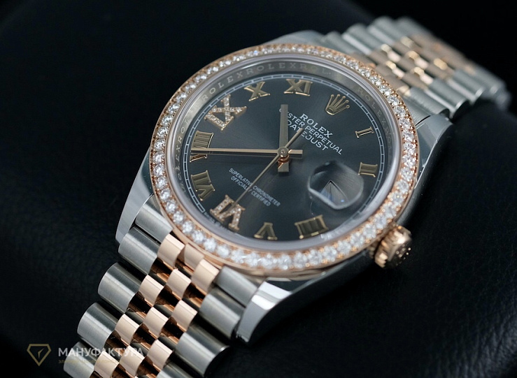 Oyster Perpetual Datejust 36 mm Everose gold and factory diamonds