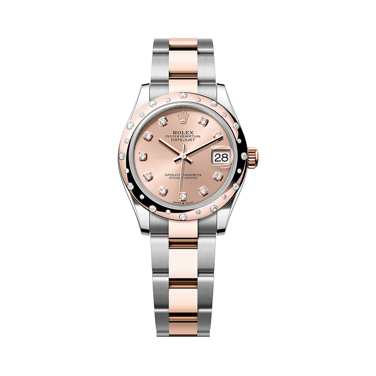 Datejust 31mm Steel & Everose Gold Sundust Diamond Dial Domed Diamond Bezel Oyster Bracelet