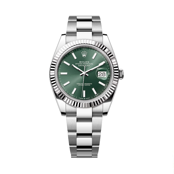 Datejust 41mm Steel & White Gold Mint Green Dial Oyster bracelet