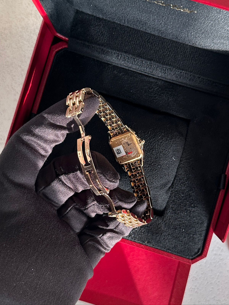 PANTHÈRE small yellow gold Black Diamond Dial Diamond Bezel