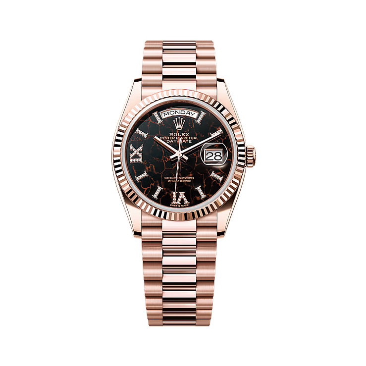 OYSTER PERPETUAL DAY‑DATE 36 EVEROSE GOLD EISENKIESEL