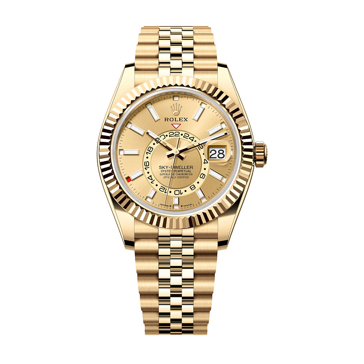 Sky-Dweller Yellow Gold Champagne Dial Jubilee bracelet