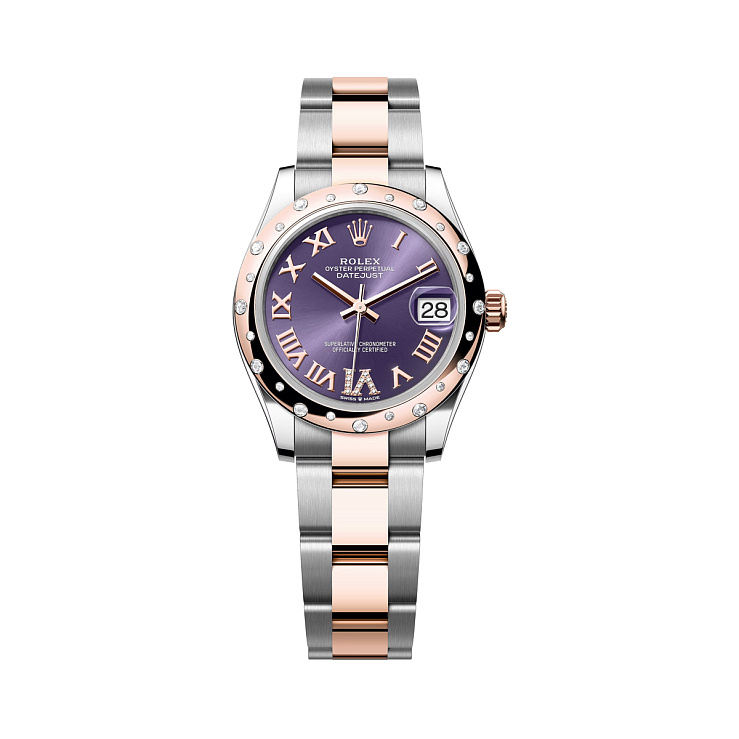 Datejust 31mm Steel & Everose Gold Purple VI Diamond Dial Domed Diamond Bezel Oyster Bracelet