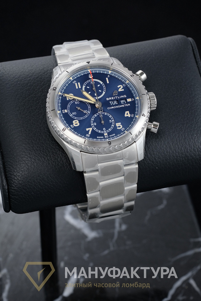 Aviator 8 Chronograph 43 Stainless Steel Blue