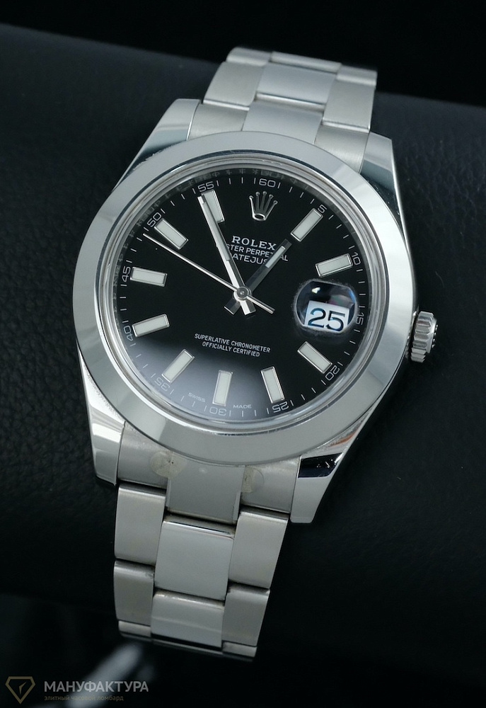 Datejust II Black Dial Sticks Index