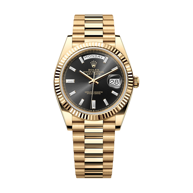 Day-Date 40mm Yellow Gold Black Baguette dial