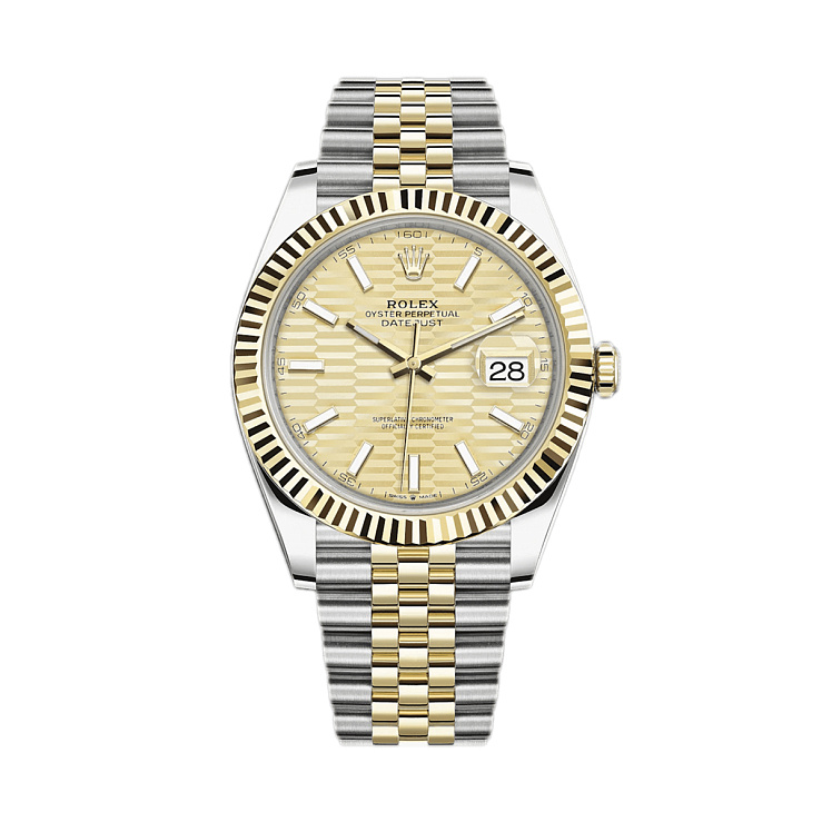 Datejust 41mm Steel & Yellow Gold Champagne Motif Dial Jubilee Bracelet