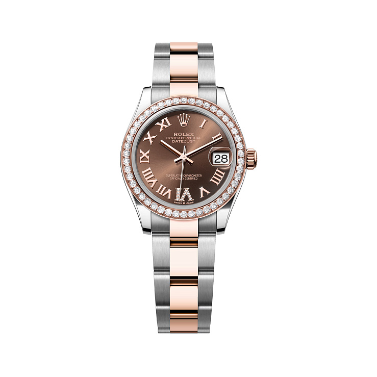 Datejust 31mm Steel & Rose Gold Diamond bezel Brown Roman VI Diamond Dial Oyster Bracelet