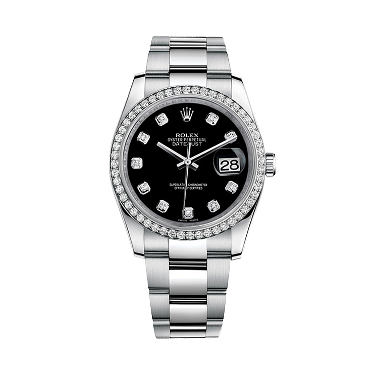 Datejust 36 mm Black Dial Custom Diamonds