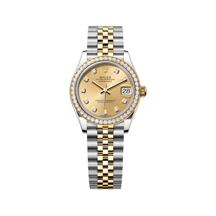 Datejust 31mm Steel & Yellow Gold Champagne Diamond Dial Diamond Bezel Jubilee