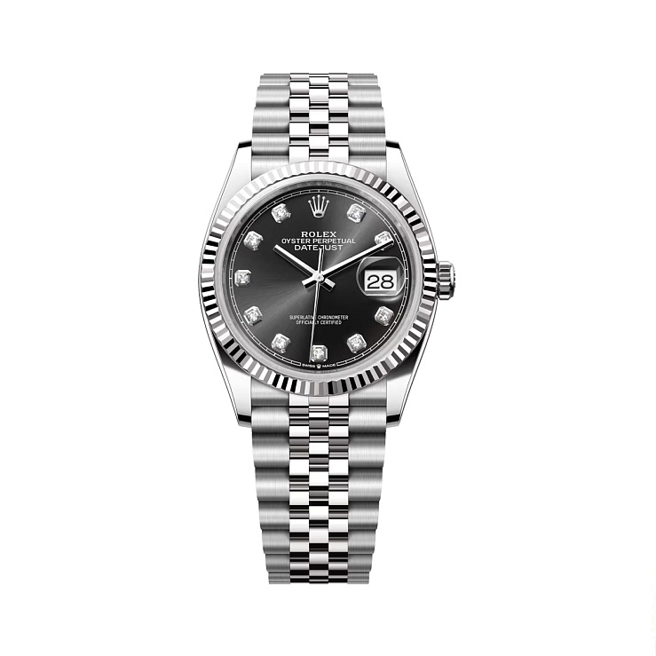 Datejust 36mm Steel & White Gold Black Dial Diamonds Jubilee bracelet