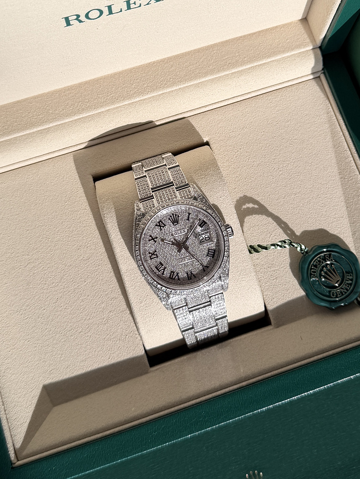 Datejust 36 mm Steel Iced Custom Diamonds Oyster Bracelet