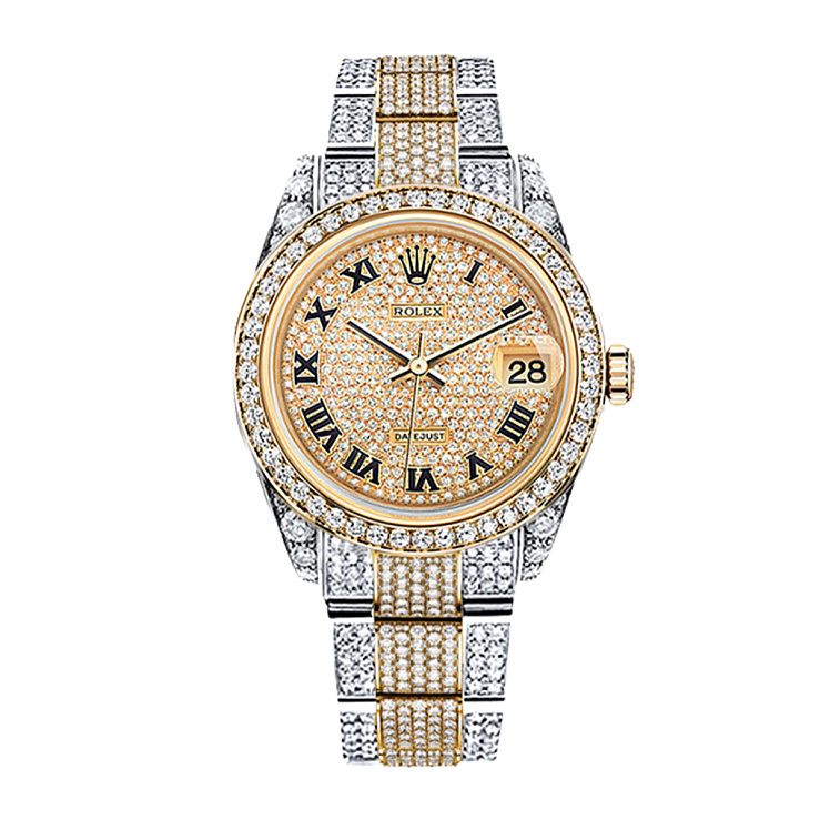 Datejust 36mm Twotone Full Pave Custom Diamonds