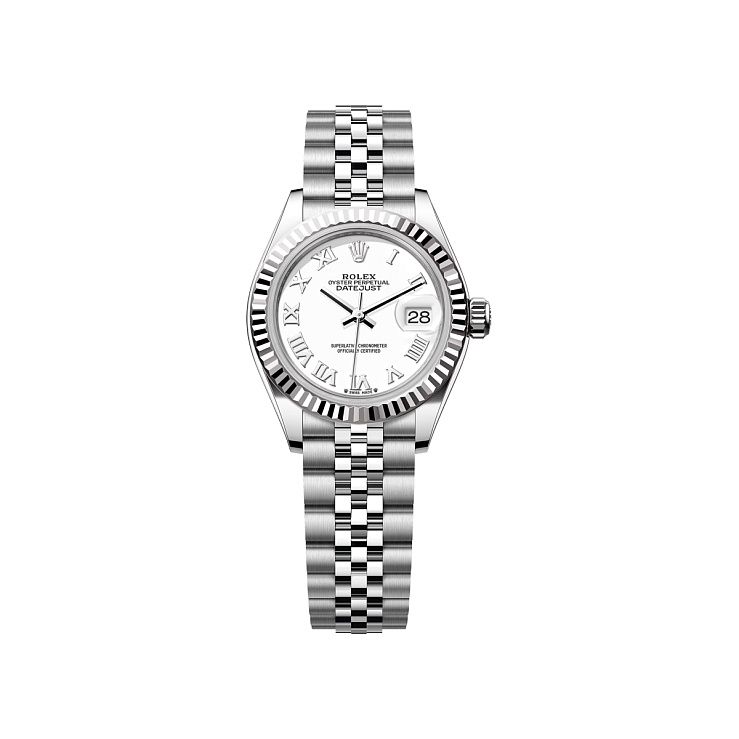 Lady-Datejust 28mm Steel & White Gold White Roman Dial Jubilee Bracelet