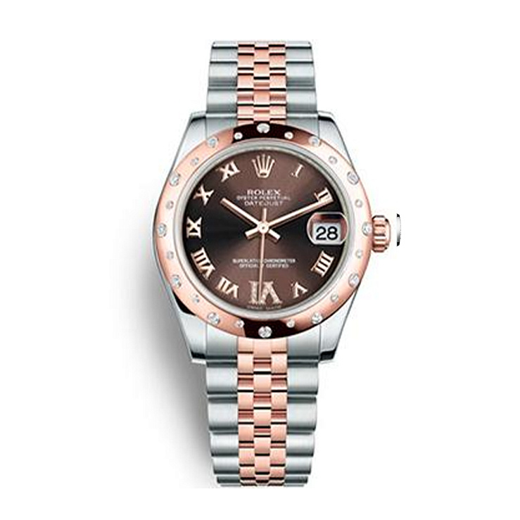 Oyster Perpetual Datejust 31мм Steel and Everose Gold 24 Diamond Bezel Chocolate Diamond Roman Vi Roman Dial