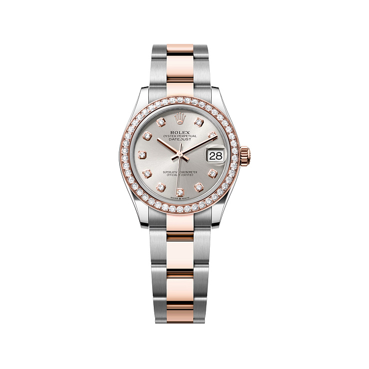 Datejust 31mm Steel & Rose Gold Diamond bezel Silver Diamond Dial Oyster Bracelet