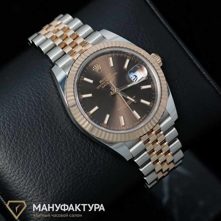 Datejust 41mm Steel Rose Gold Chocolate Dial