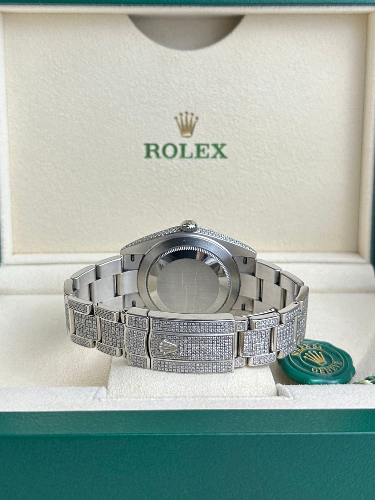 Datejust 41mm Custon Iced Full Pave Blue Index Dial