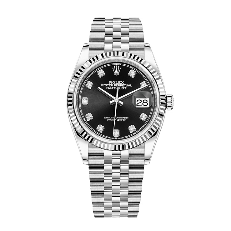 Datejust 36 mm Diamonds 10BR Black Dial
