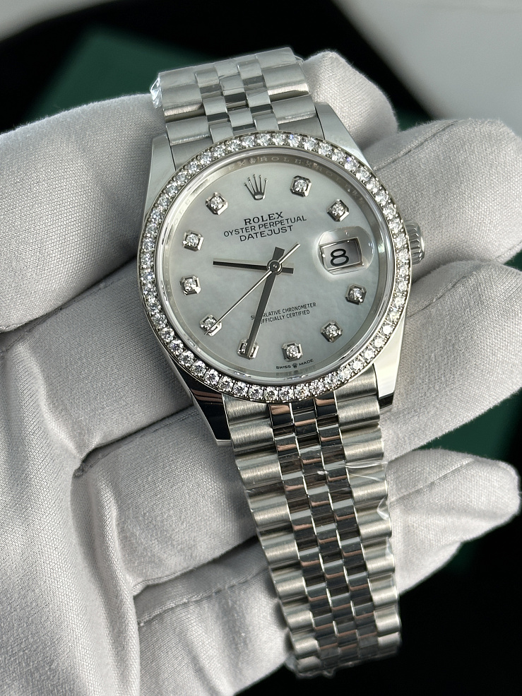 Datejust 126284rbr White MOP Diamond Jubilee 36mm Stainless Steel