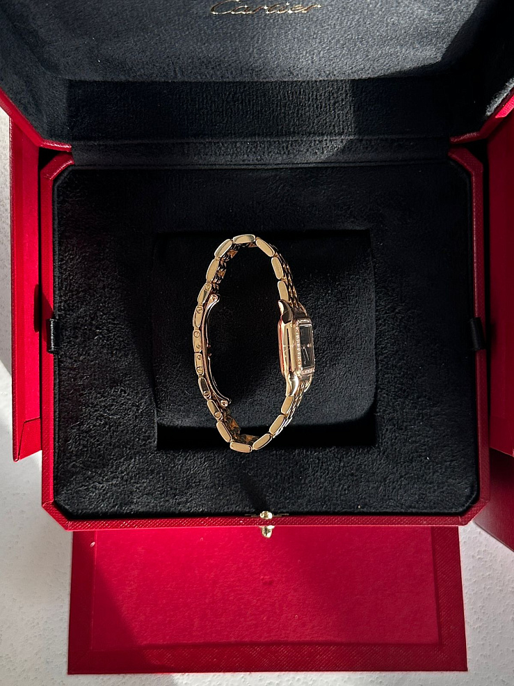 PANTHÈRE small yellow gold Black Diamond Dial Diamond Bezel