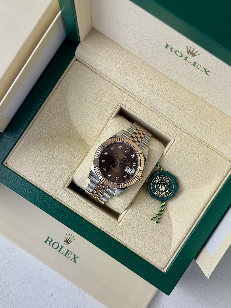 Datejust 41mm Steel & Rose Gold Chocolate Dial Diamonds Jubilee bracelet