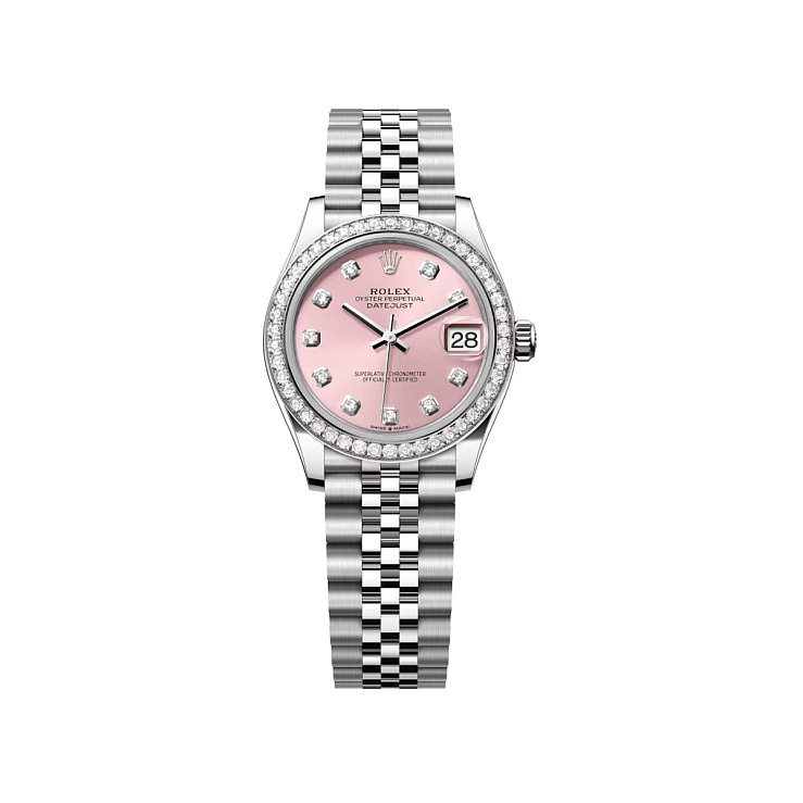 Datejust 31mm Steel & White gold Pink Diamond Dial Diamond Bezel Jubilee