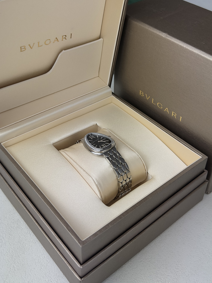 Serpenti Seduttori Steel Diamond bezel Black Dial 