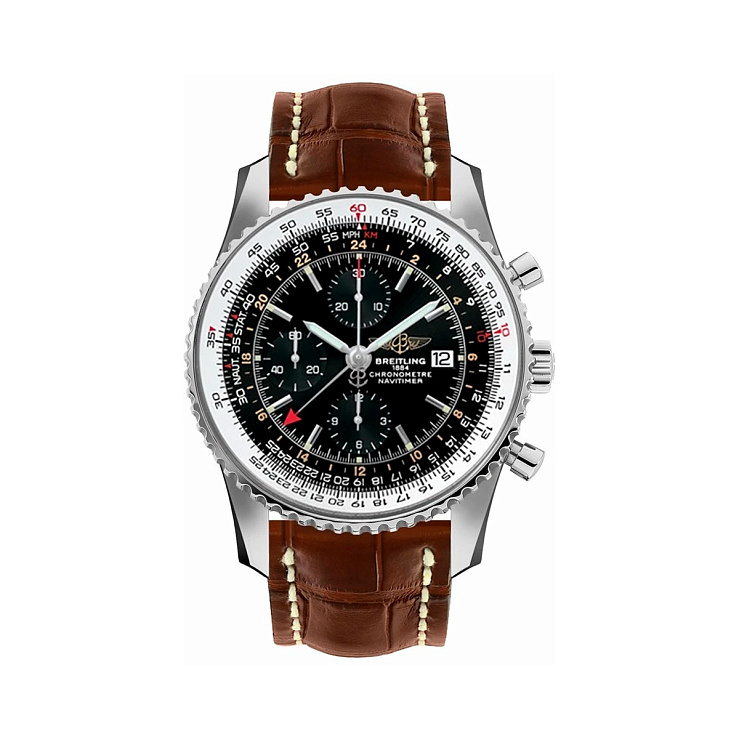 Navitimer World Chronograph GMT Stainless Steel Dual Timezone
