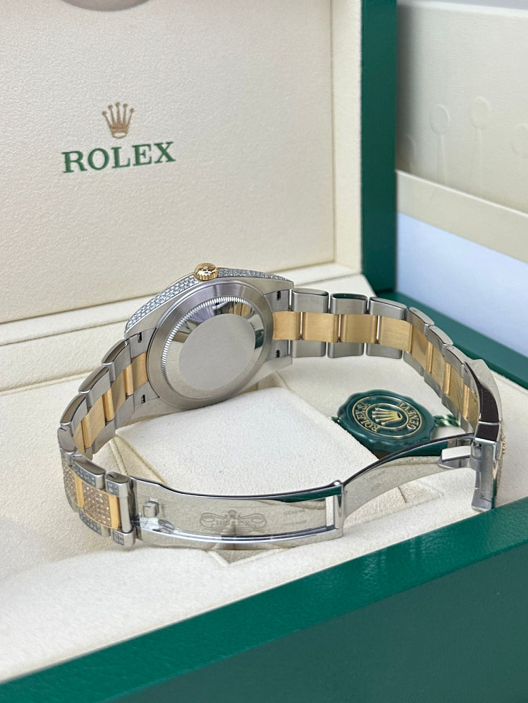 Datejust 41mm Steel & Yellow Gold Full Pave Custom Diamonds