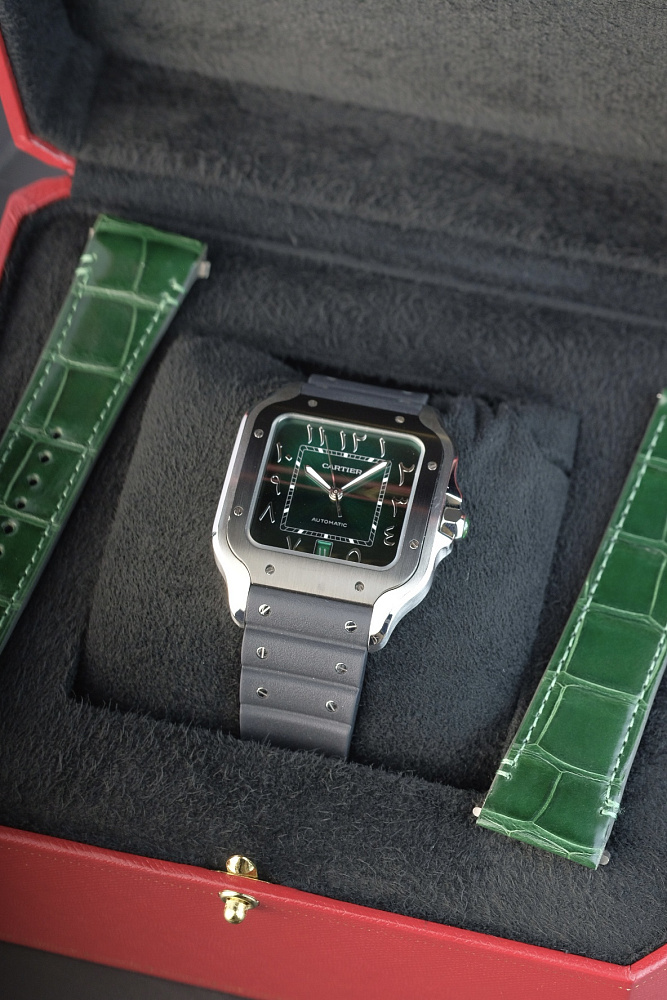 Santos De Cartier Large Green Arabic Dial Steel