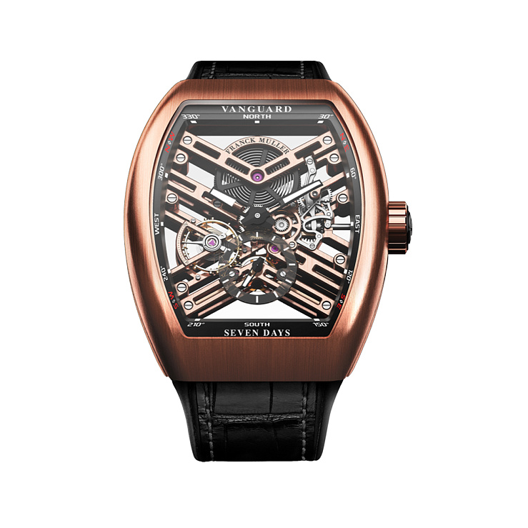 Vanguard Skeleton 7 days power reserve Rose gold 45mm