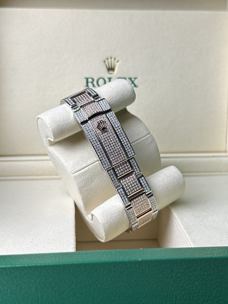 Datejust 36mm Steel & Rose Gold Full Pave Custom Diamonds
