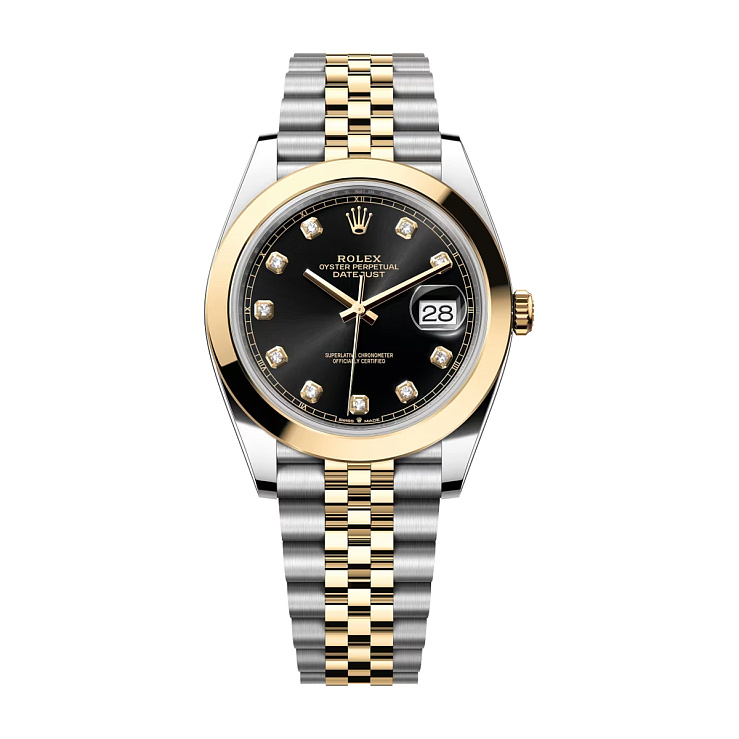 Datejust 41mm Domed Steel & Yellow gold Black Diamond Dial Jubilee bracelet