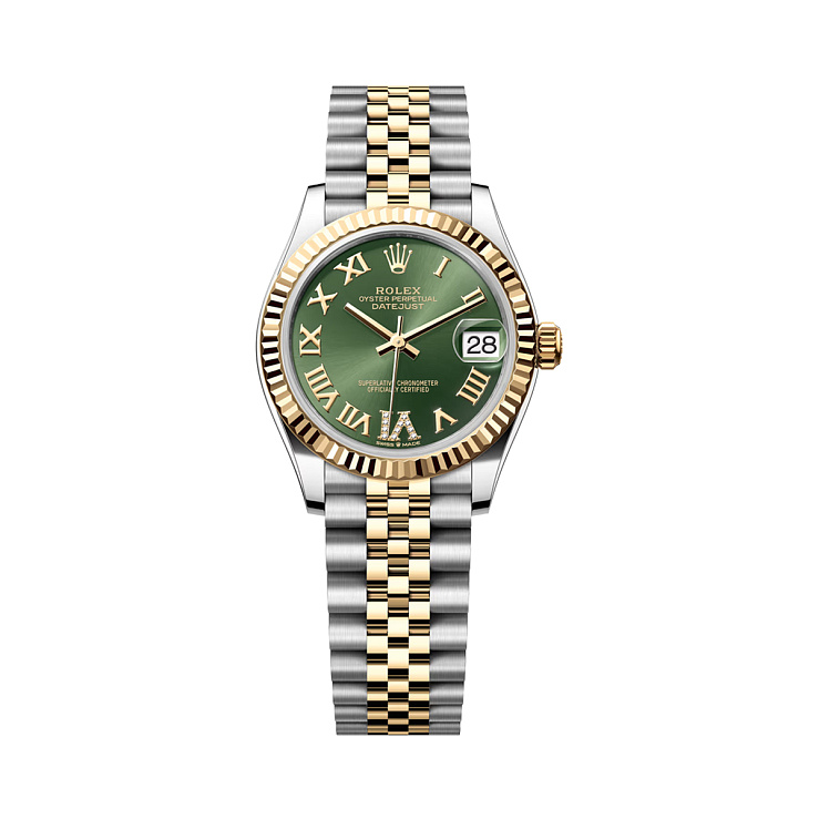 Datejust 31mm Steel & Yellow Gold VI Diamond Green Dial Jubilee Bracelet