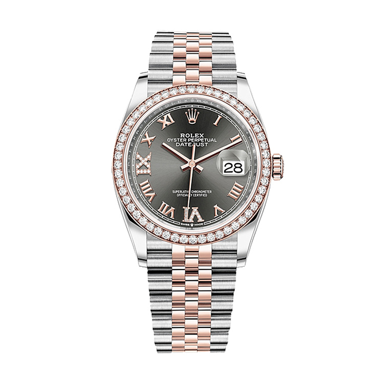 Oyster Perpetual Datejust 36 mm Everose gold and factory diamonds