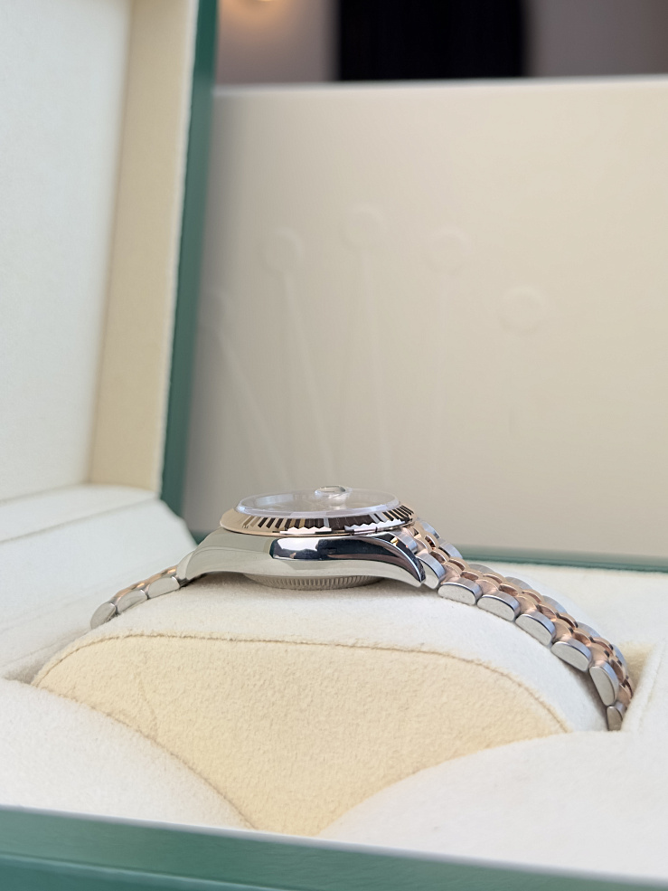 Lady-Datejust 28mm Steel & Rose Gold Chocolate Roman Dial Jubilee Bracelet