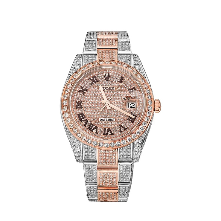 Datejust 41mm Steel & Everose Gold Full Pave Custom Diamonds