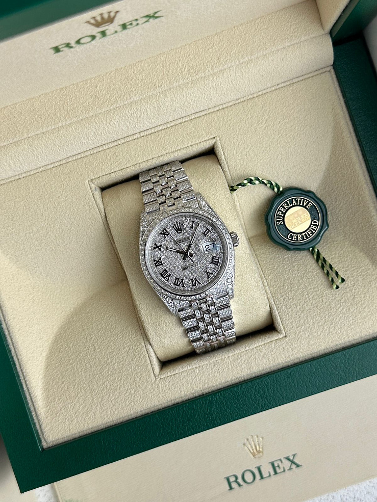 Datejust 36 mm Steel Iced CUSTOM DIAMONDS Jubilee Bracelet
