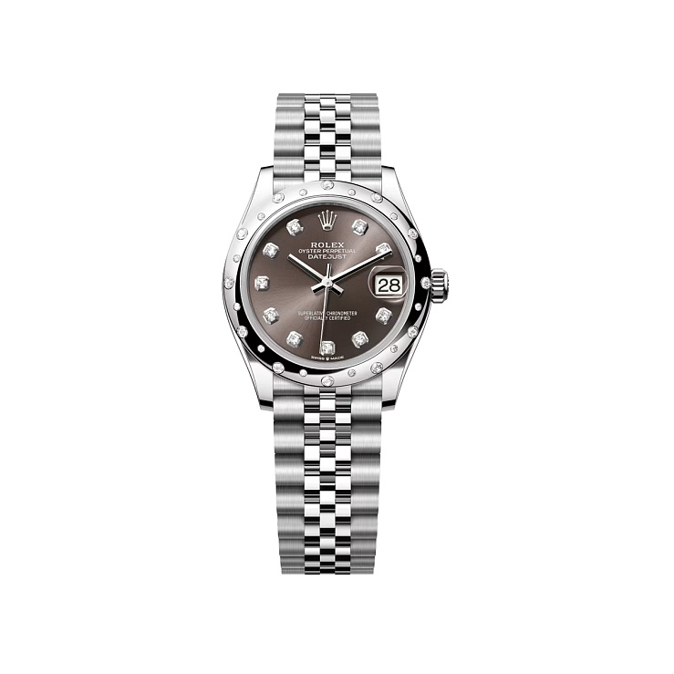 Datejust 31mm Steel & White gold Dark Grey Diamond Dial Diamond bezel Jubilee