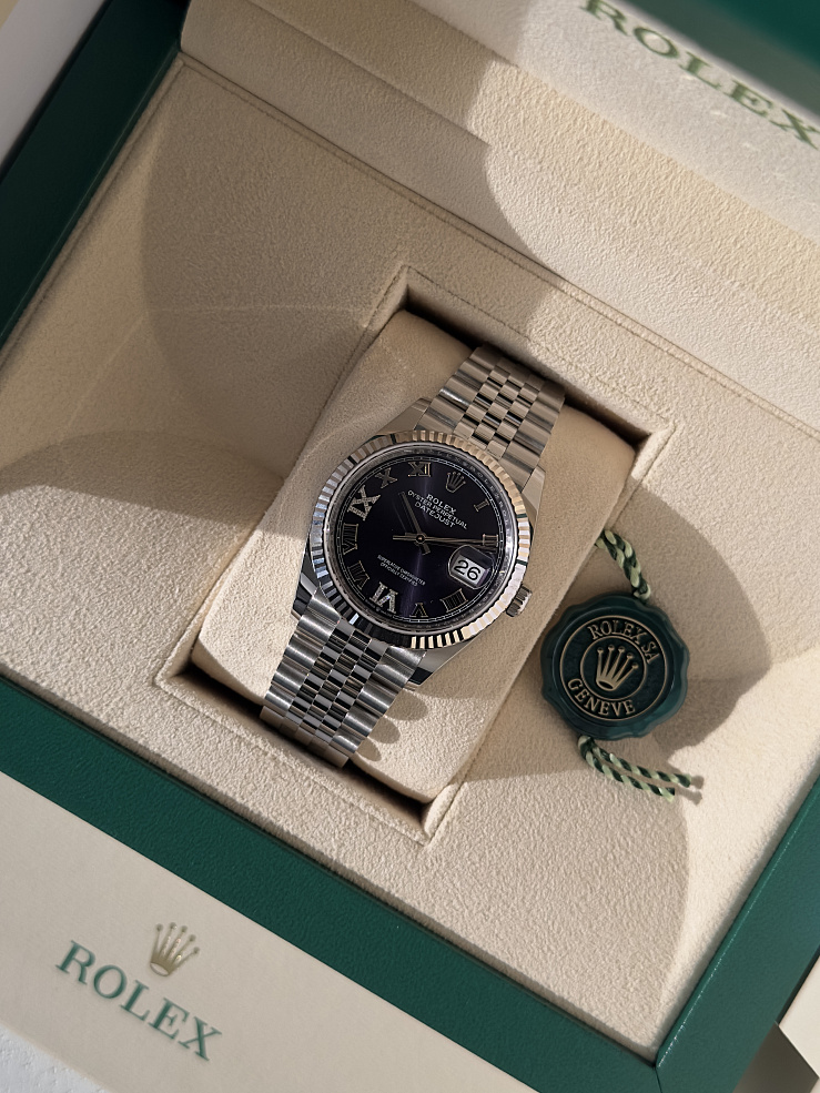 Datejust 36mm Steel & White Gold Purple Dial Diamonds Jubilee Bracelet