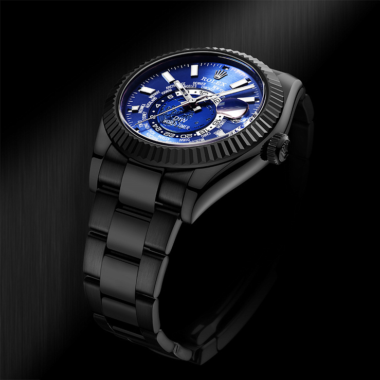Rolex World Timer Black DLC Blue