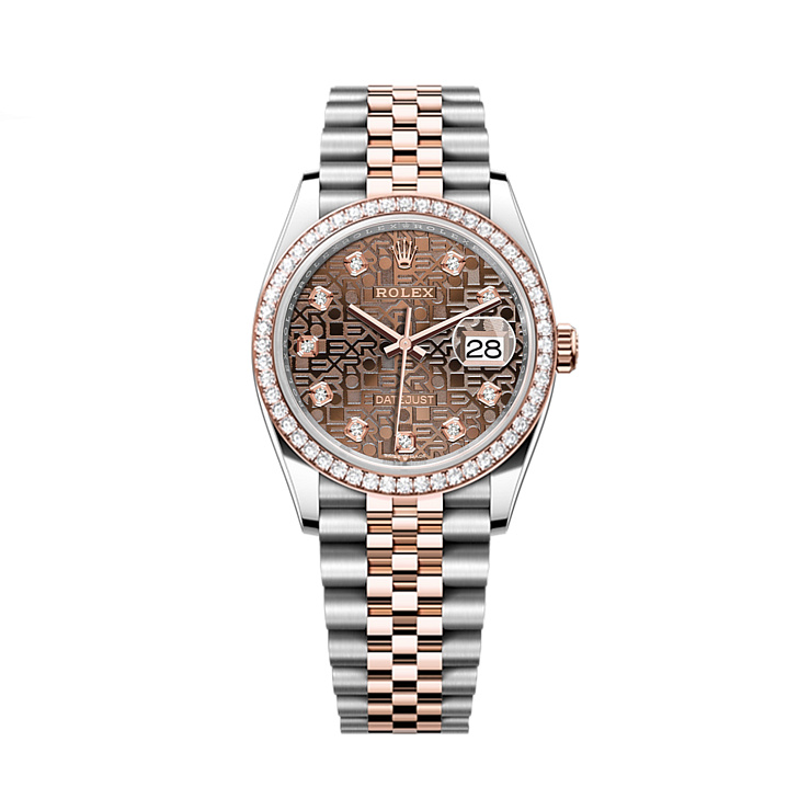 Datejust 36mm Steel & Rose Gold Brown Computer Diamond Dial Diamond Bezel Jubilee Bracelet