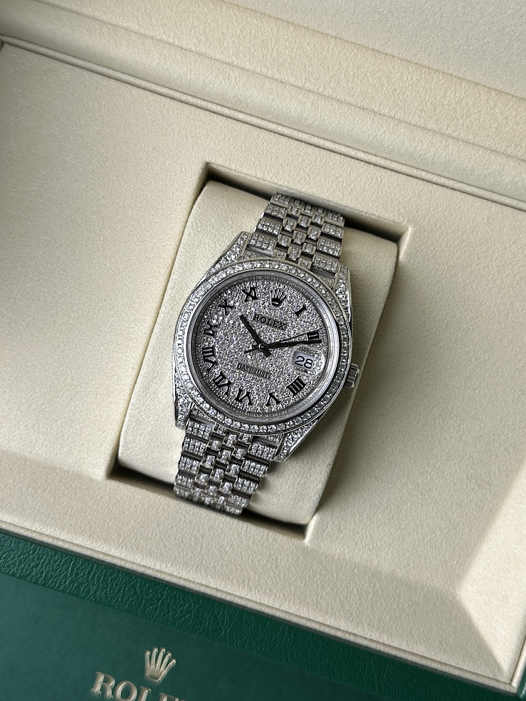 Datejust 41mm Full Pave Custom Diamonds Jubilee Bracelet