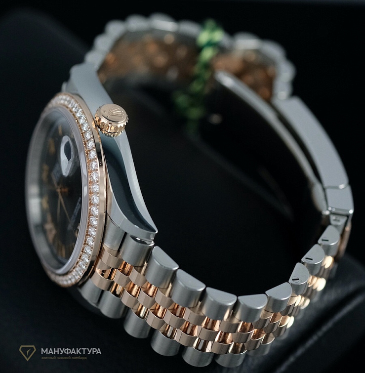 Oyster Perpetual Datejust 36 mm Everose gold and factory diamonds
