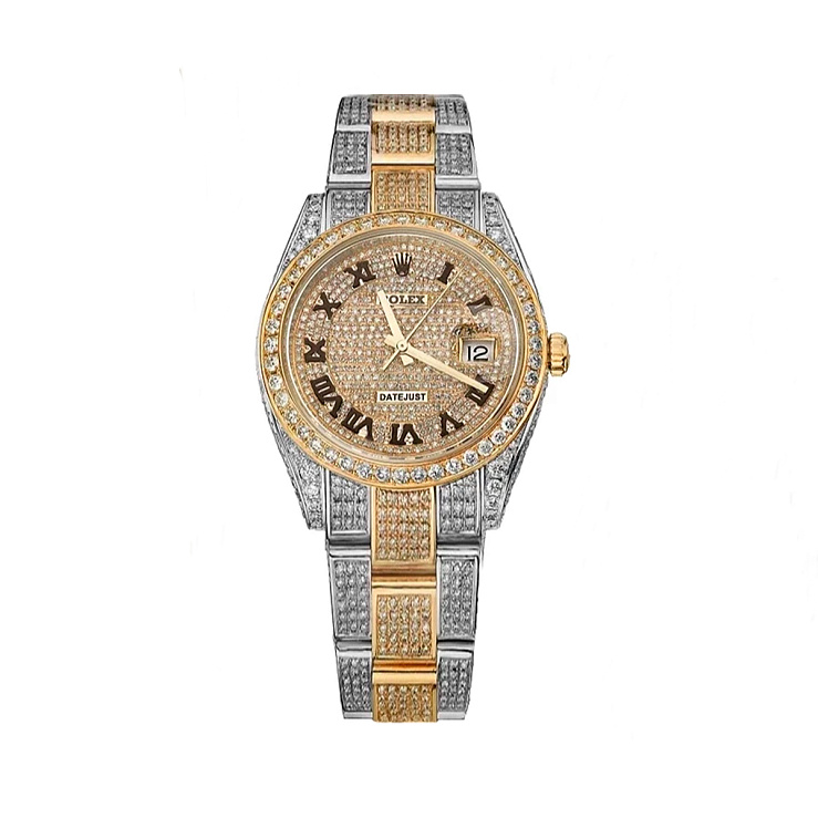 Datejust 31mm Steel & Yellow Gold Custom Full Pave Iced Out Diamonds