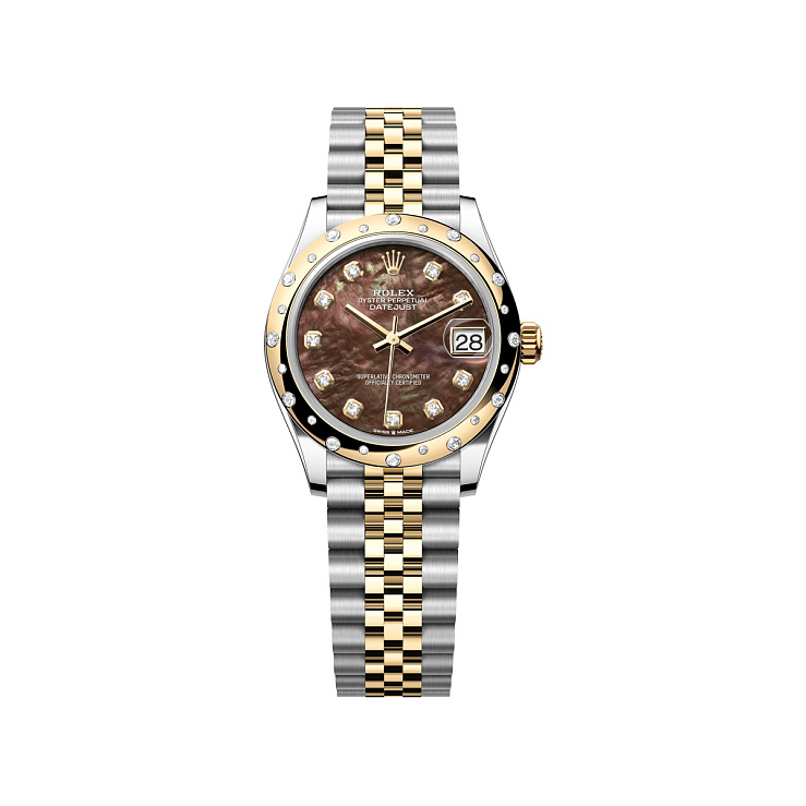 Datejust 31mm Steel & Yellow Gold Dark Mother of Pearl Domed Diamond Bezel Jubilee