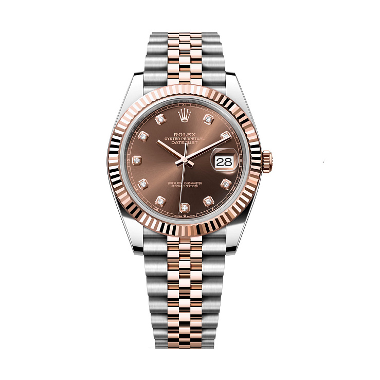 Datejust 41mm Steel & Rose Gold Chocolate Dial Diamonds Jubilee