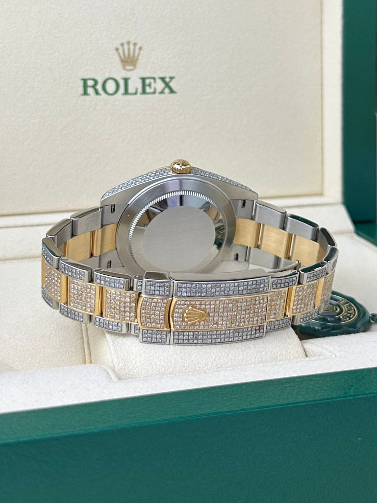 Datejust 41mm Steel & Yellow Gold Full Pave Custom Diamonds