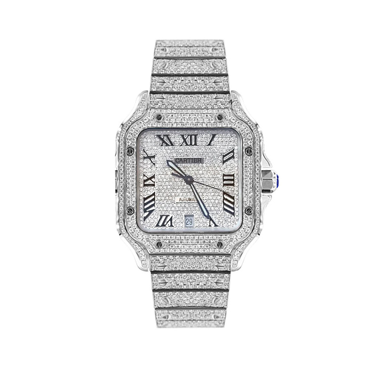 Santos Large Custom Diamond Set Pave Dial